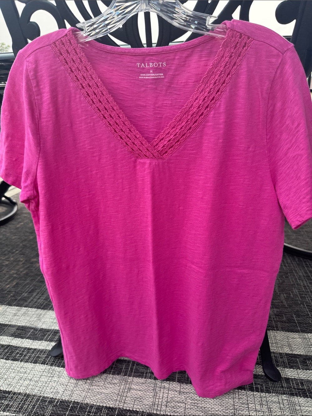 Talbots Bright Magenta V-Neck Short Sleeve Tee